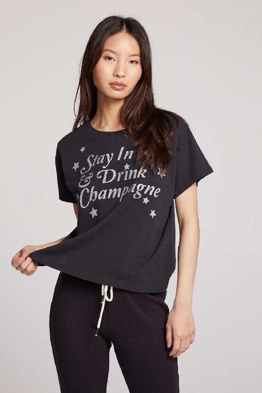 Women's Henley T-Shirts-Stay In Stars Tee