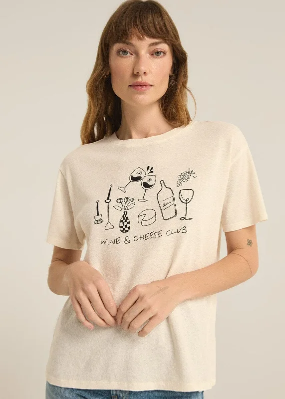 Women's Slim Fit T-Shirts-Wine & Cheese Pacific Tee - Sea Salt