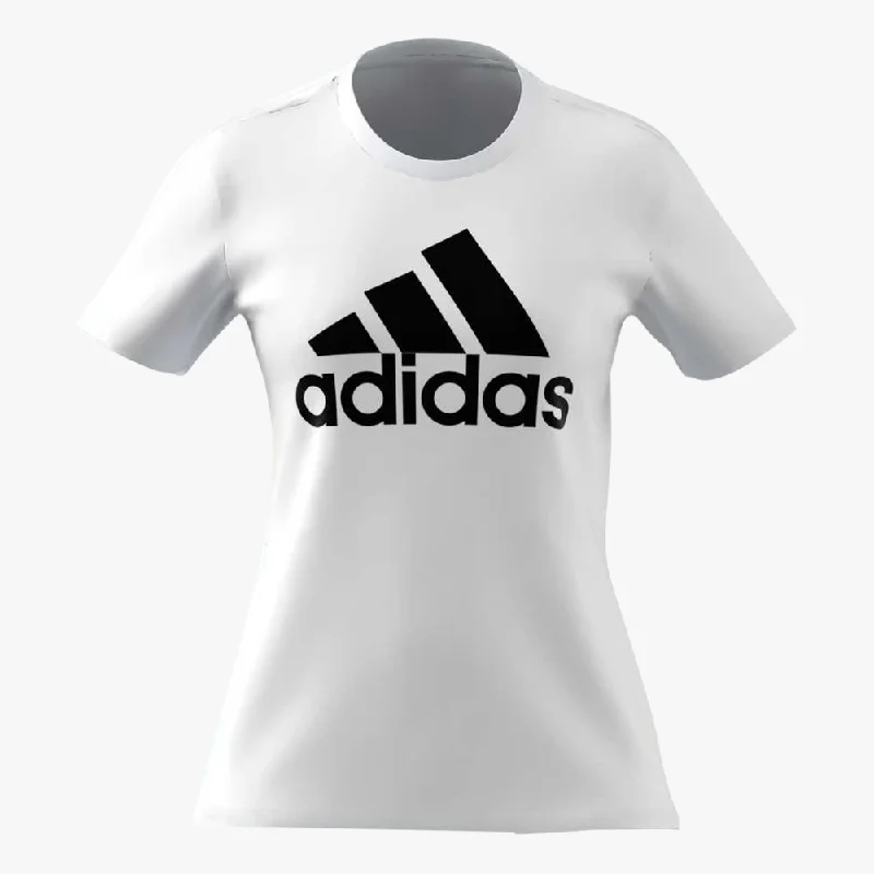 Women's Dolman Sleeve T-Shirts-Adidas Womens Big Logo Short Sleeeve Tee Shirt White