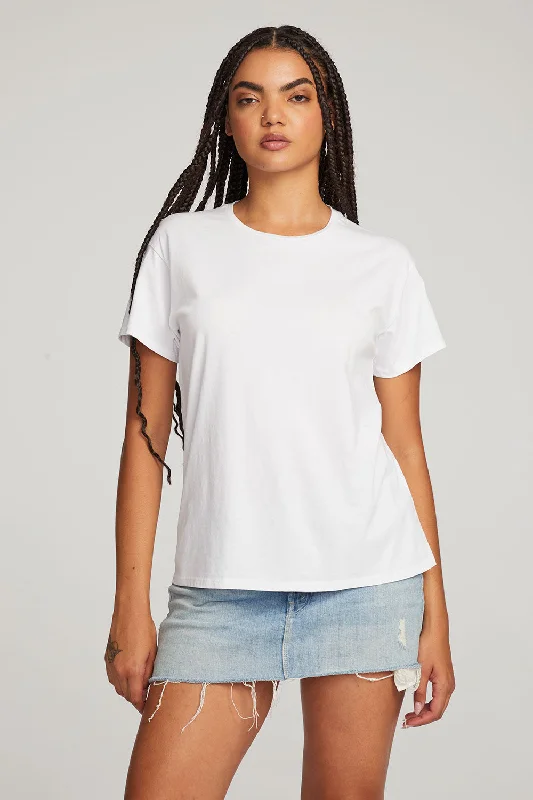 Women's Athletic Fit T-Shirts-Everyday Essential White Crew Neck Tee