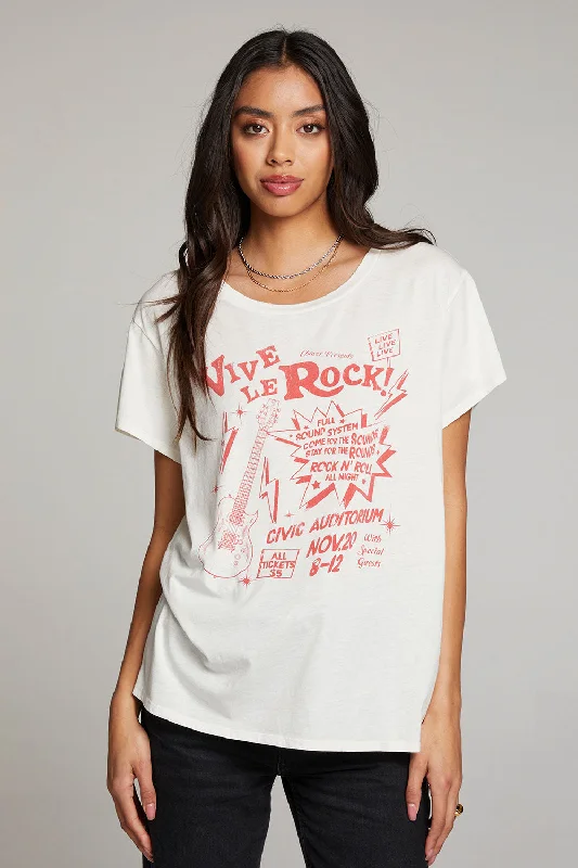 Women's Pearl Detail T-Shirts-Vive Le Rock Tee