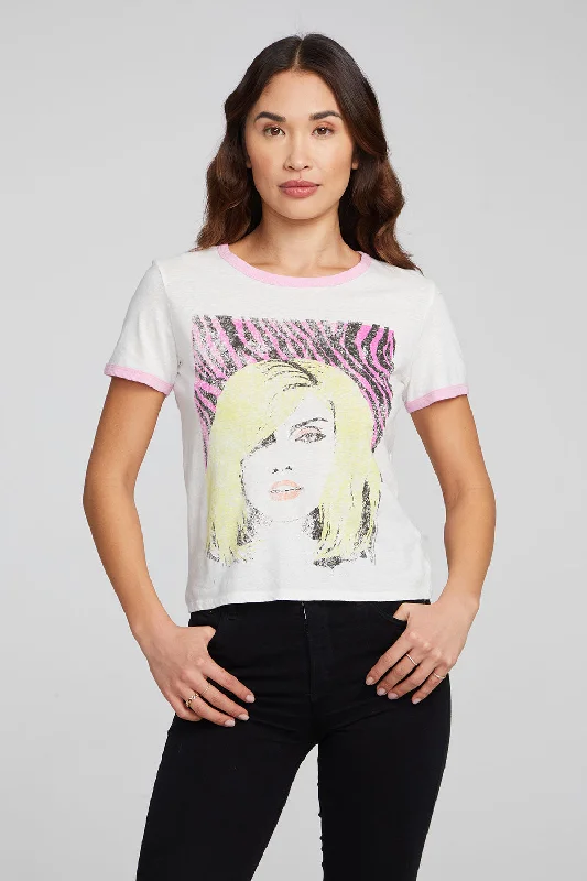 Women's Frill Detail T-Shirts-Blondie Punk Poster Ringer Tee