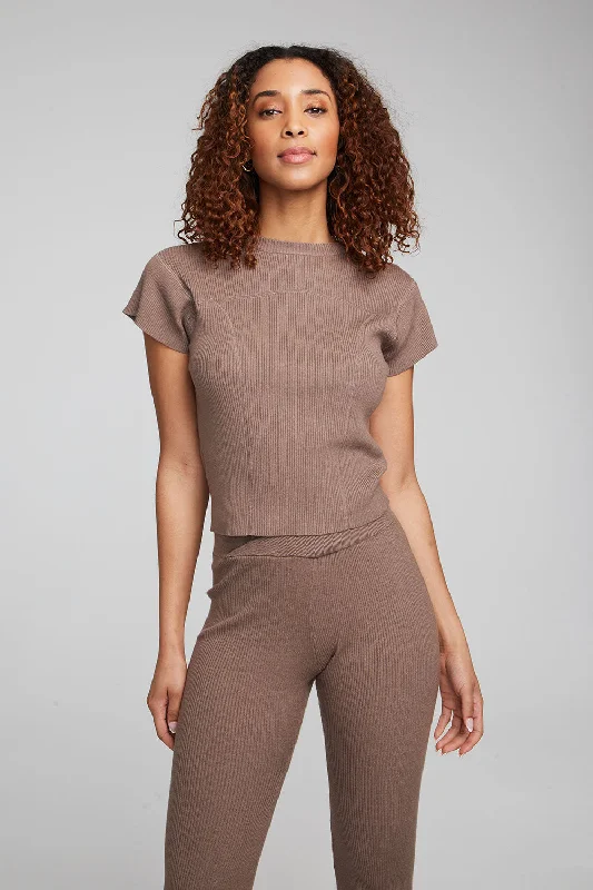 Women's Double Layer T-Shirts-Nahal Deep Taupe Tee