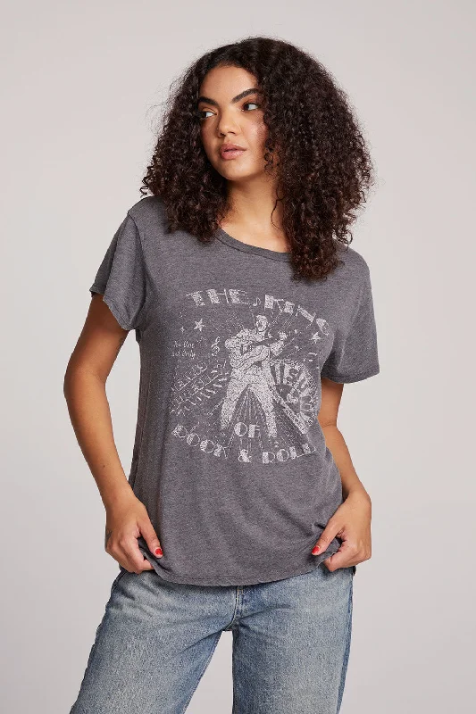 Women's Geometric Print T-Shirts-Sun Records The King Tee