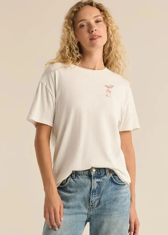 Women's Scoop Neck T-Shirts-Cocktail Pacific Tee - Sea Salt