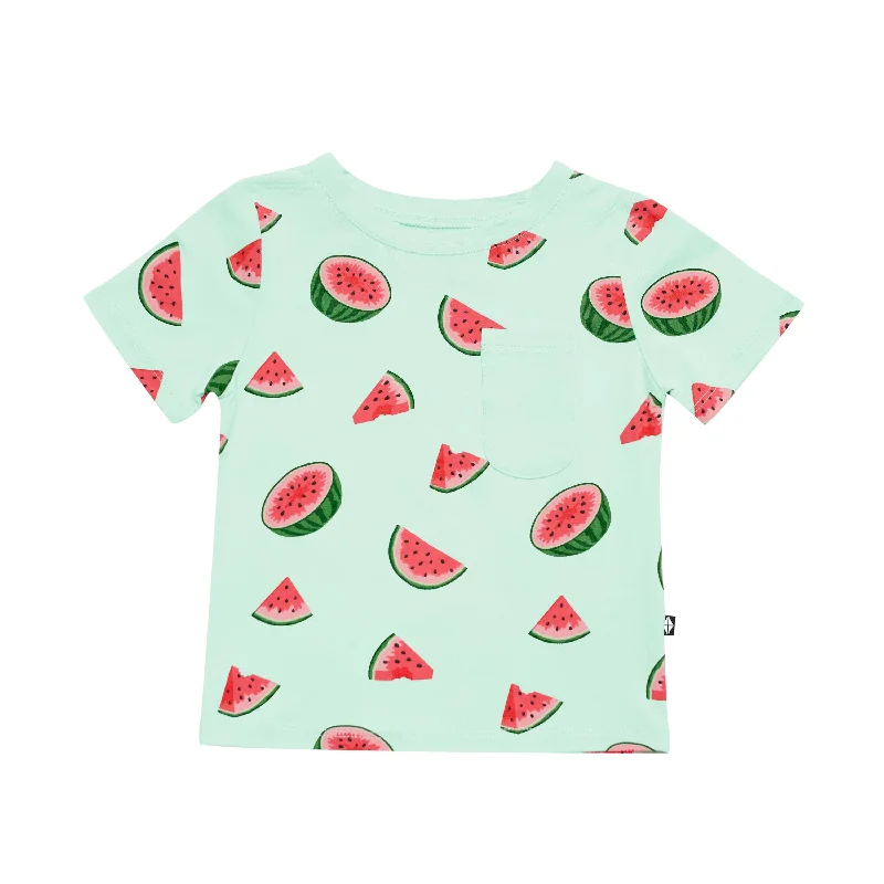 Women's Scalloped Hem T-Shirts-Toddler Crew Neck Tee in Watermelon