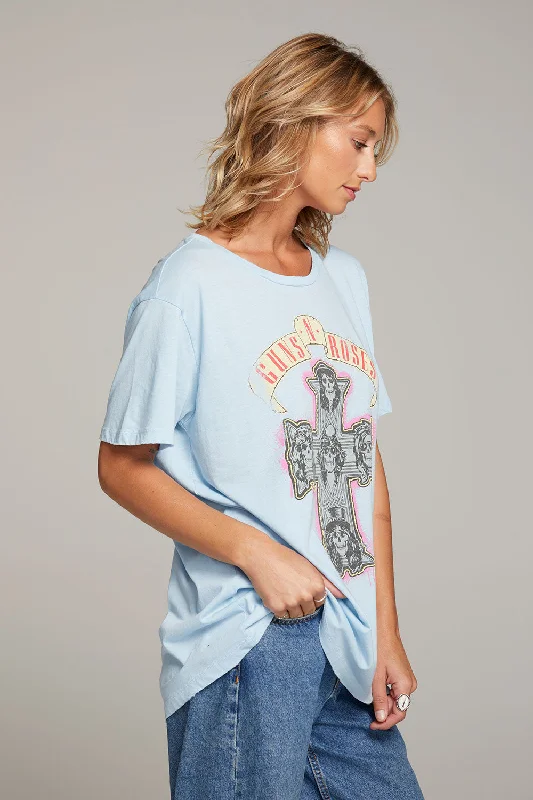 Women's Sleep T-Shirts-Guns N' Roses Skull Cross Tee