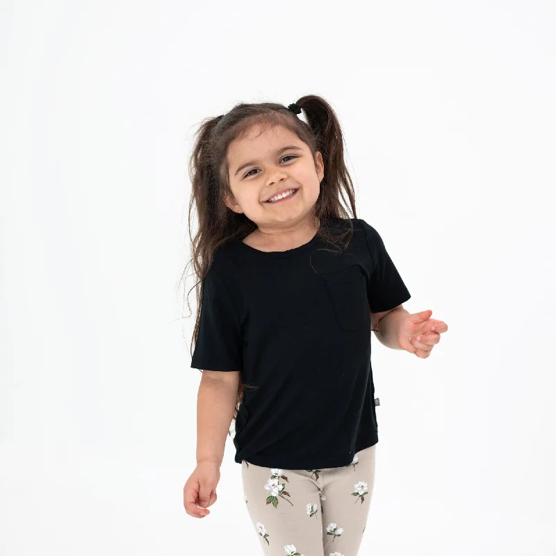 Women's Puffed Sleeve T-Shirts-Toddler Crew Neck Tee in Midnight