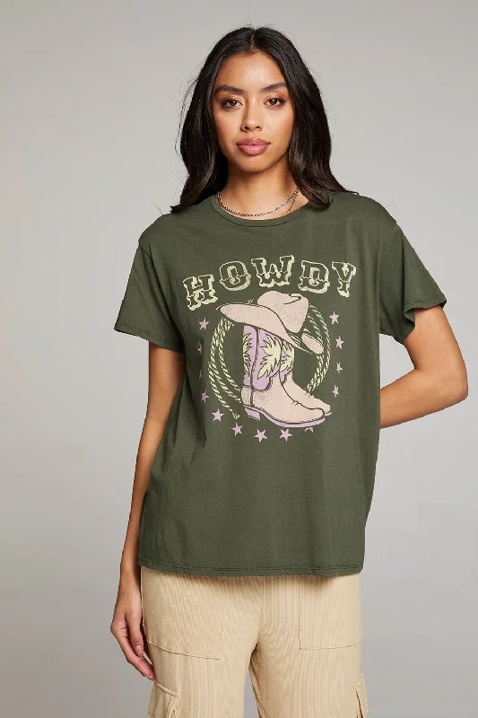 Women's Puffed Sleeve T-Shirts-Howdy Boots Tee