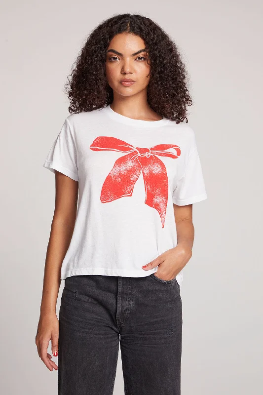 Women's Graphic T-Shirts-Red Bow Tee