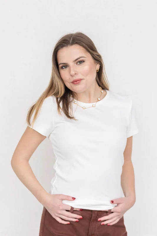 Women's Lace T-Shirts-BELLA WHITE TOP