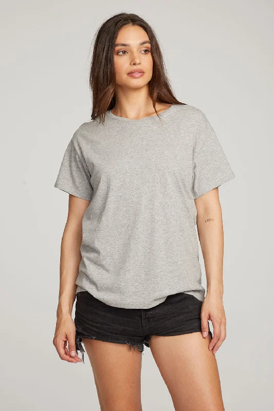 Women's Pocket T-Shirts-Everyday Essential Heather Grey Crew Neck Tee