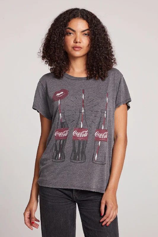 Women's Glitter T-Shirts-Coca Cola Kiss Tee