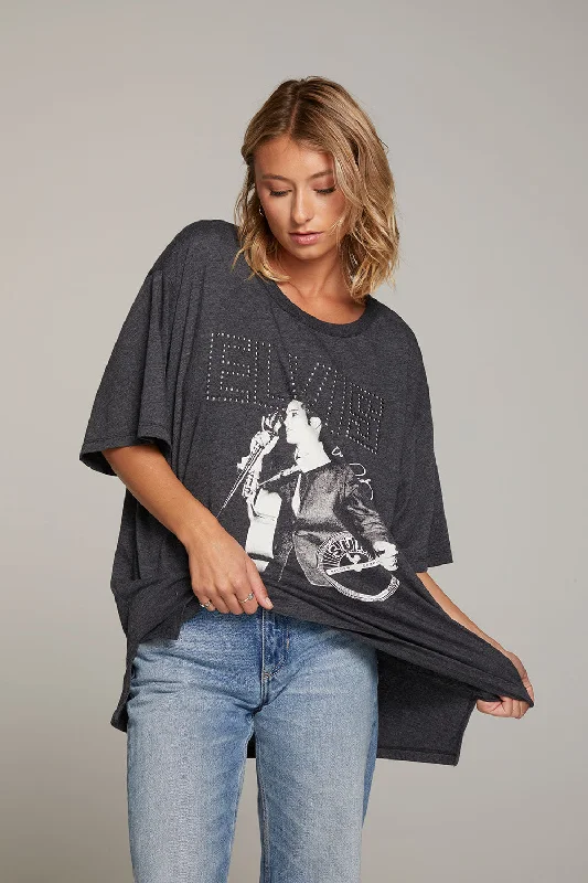 Women's Sequin T-Shirts-Sun Records Elvis Oversized Tee