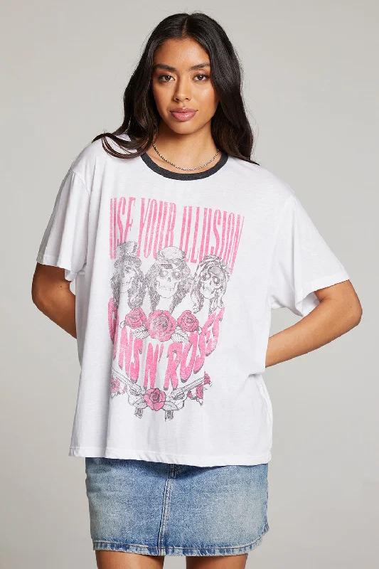 Women's Motivational T-Shirts-Guns n' Roses Use Your Illusion Skull Tee