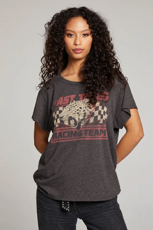 Women's Peplum Hem T-Shirts-Fast Times Racing Team Tee