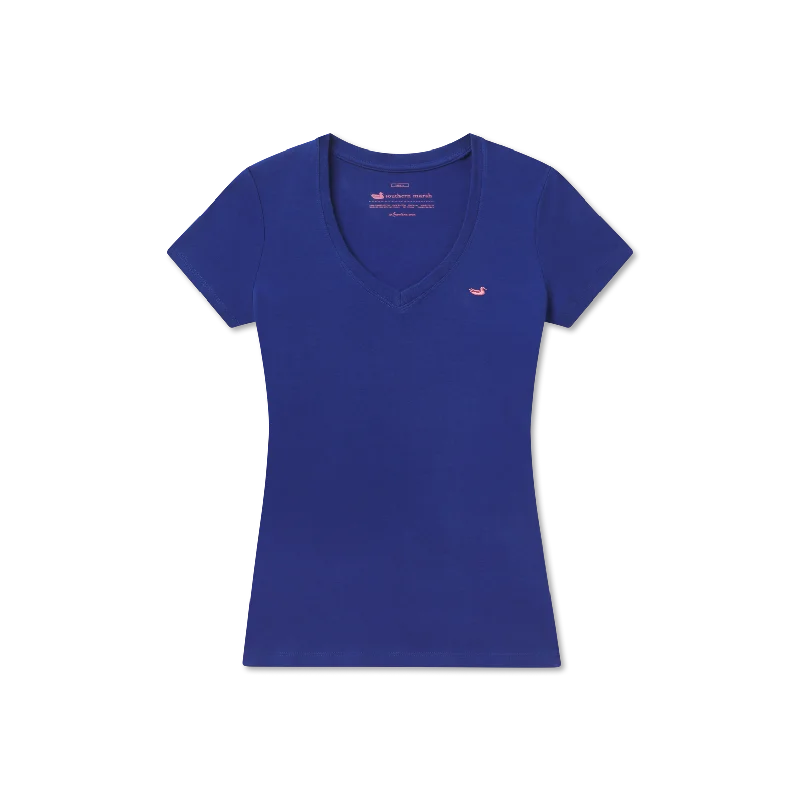 Women's Neon T-Shirts-Caroline V-Neck Tee - Cotton