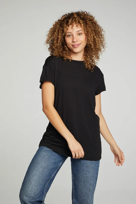 Women's Linen T-Shirts-Cap Sleeve Crew Neck Tee