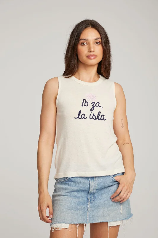 Women's Boxy Fit T-Shirts-Ibiza Palm Muscle Tee