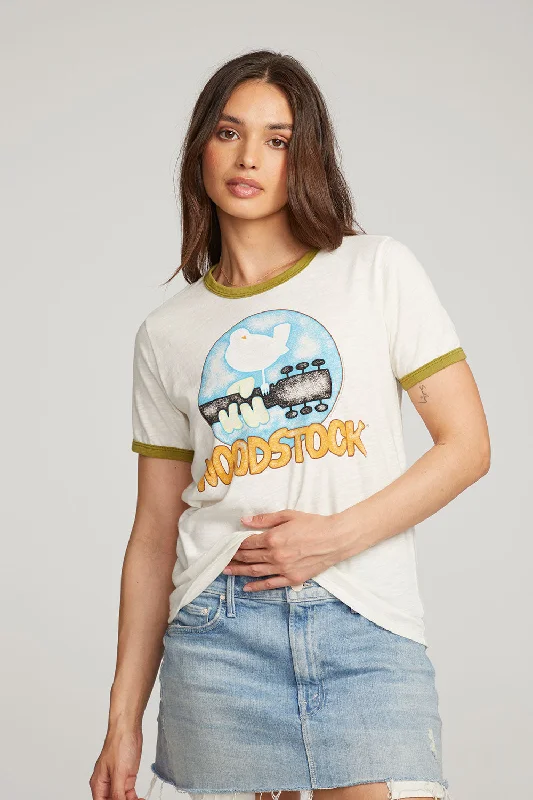 Women's Tie-Dye T-Shirts-Woodstock Bird On Guitar Tee