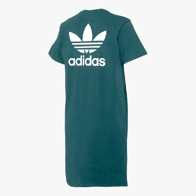 Women's Ethnic Print T-Shirts-adidas Womens Big Tref Tee Dress Turq