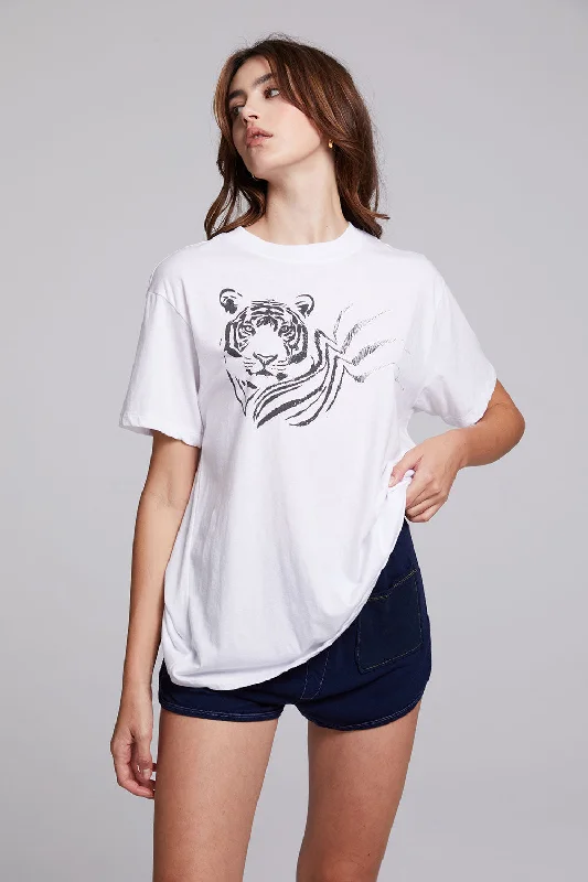 Women's Floral Graphic T-Shirts-Tiger Sketch Tee