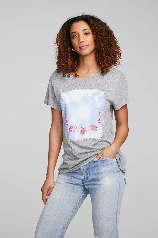 Women's Cutout T-Shirts-Moon and Roses Tee