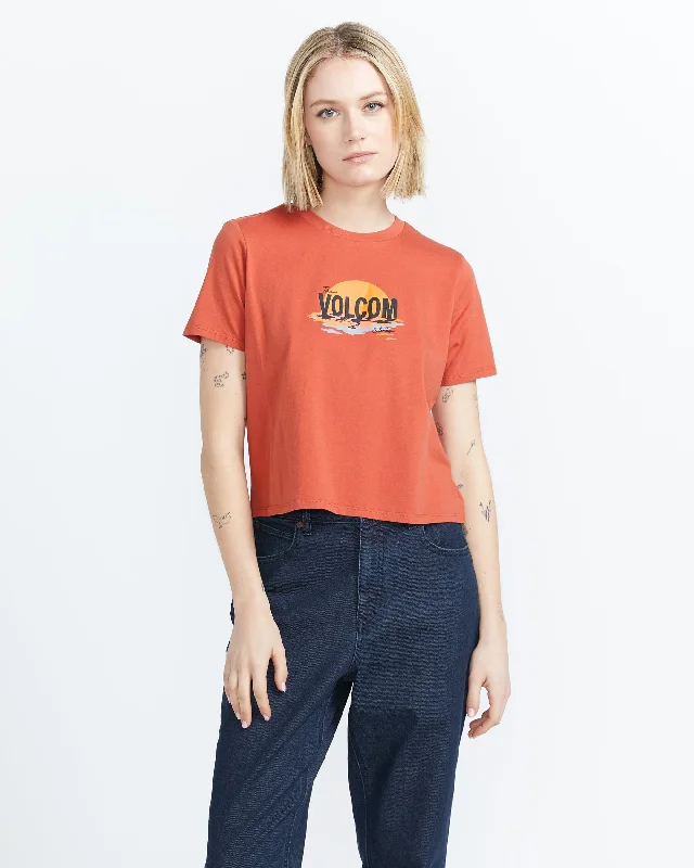 Women's Boxy T-Shirts-I Got You Baby Short Sleeve Tee - Rust