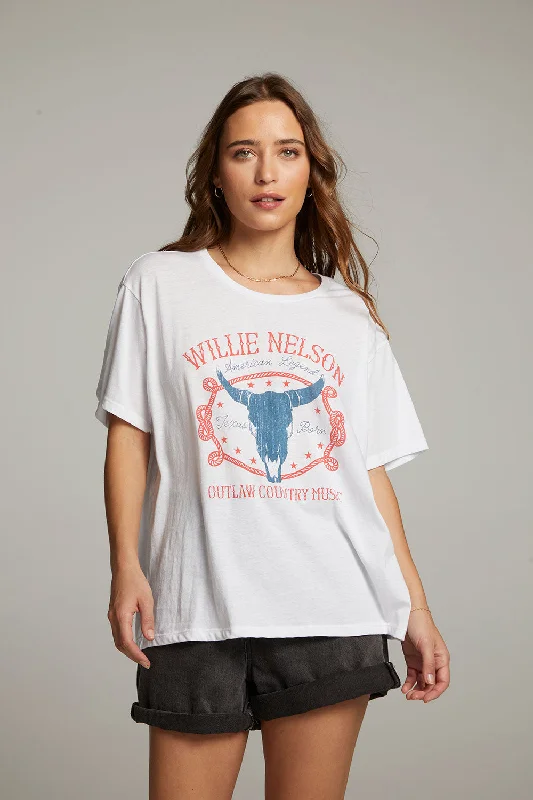 Women's Shirred T-Shirts-Willie Nelson American Legend Tee