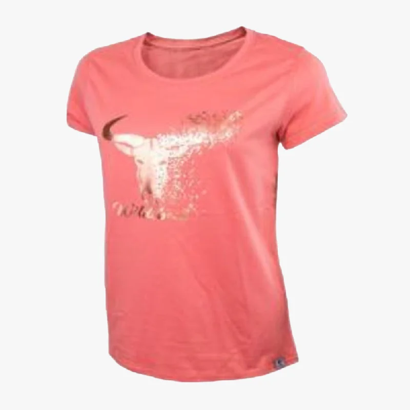 Women's Deconstructed T-Shirts-Wildebees Womens Dispersion Short Sleeve Tee Apricot Mel