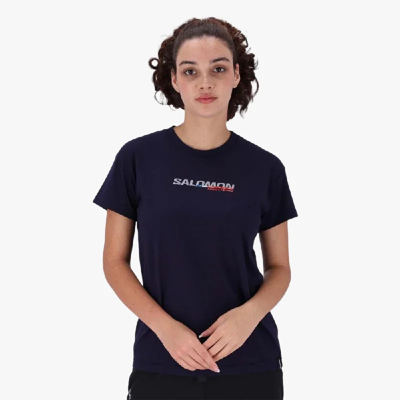 Women's Cutout T-Shirts-Salomon Womens Strike Out Short Sleeve Tee Navy Blazer