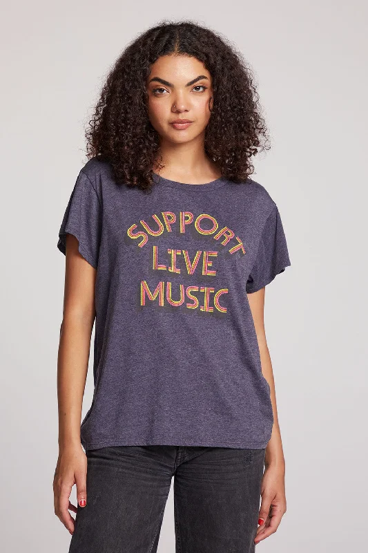 Women's Gradient T-Shirts-Support Live Music Tee