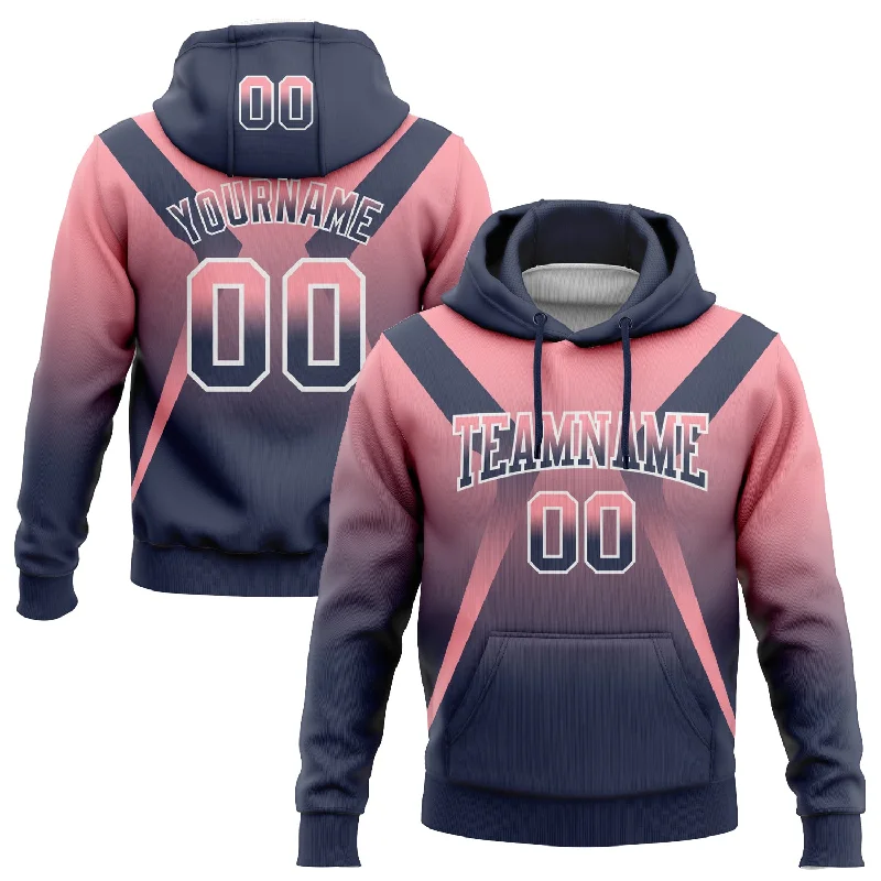 Women's Acid Wash Hoodies-Custom Stitched Medium Pink Navy-White Fade Fashion Arrow Sports Pullover Sweatshirt Hoodie