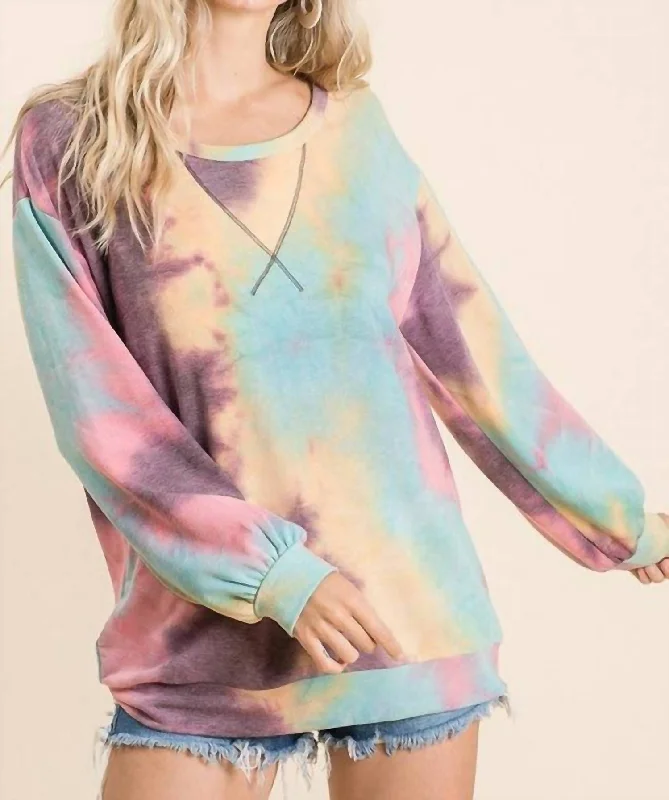 Women's Formal Pullovers-Tie Dye Pullover In Multi