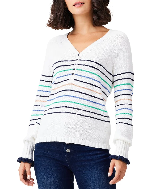 Women's Sequin Floral Pullovers-NIC+ZOE Plus Maritime Stripe Sweater