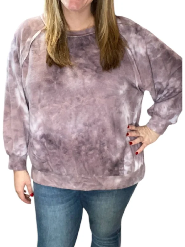 Women's Metallic Pencil Pullovers-Fleece Sweater In Lavender