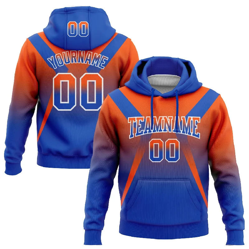 Women's Stone Wash Hoodies-Custom Stitched Orange Thunder Blue-White Fade Fashion Arrow Sports Pullover Sweatshirt Hoodie