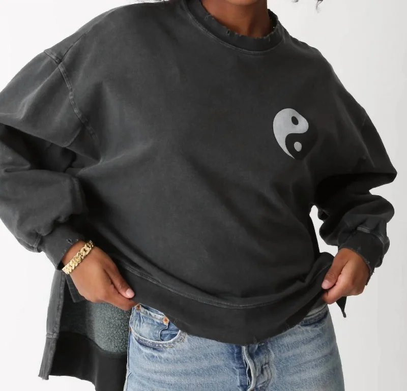 Women's High-Waisted Denim Pullovers-Apollo Sweatshirt In Onyx