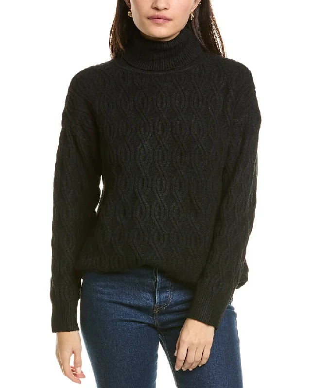 Women's Lace A-Line Pullovers-Jones New York Twisted Cable Turtleneck Sweater