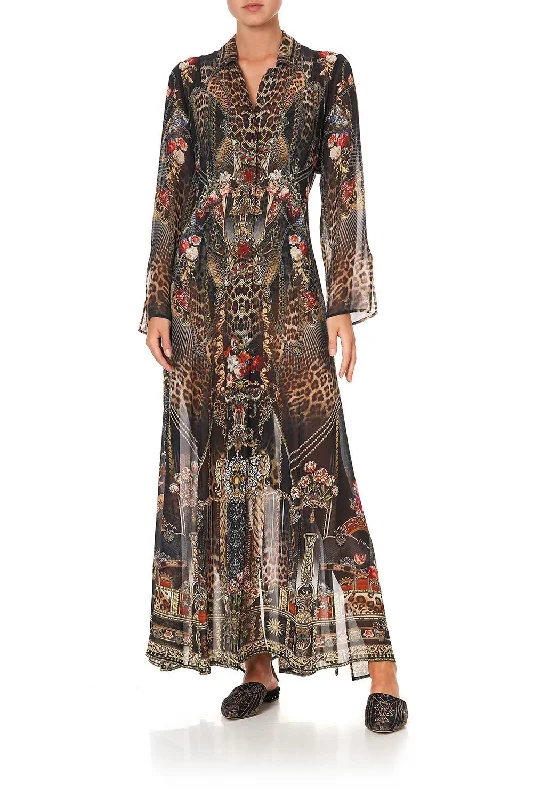 Women's Sequin Jackets-PRINTED TRENCH GOTHIC GODDESS