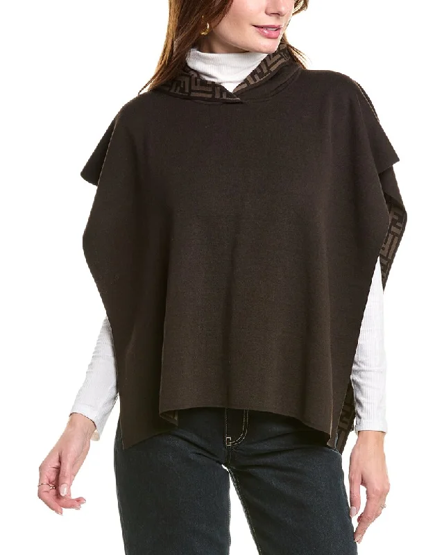 Women's High-Low Pullovers-FENDI Wool-Blend Poncho