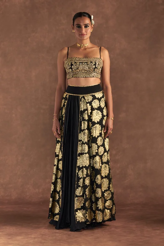 Black Berrybloom Layered Skirt Set