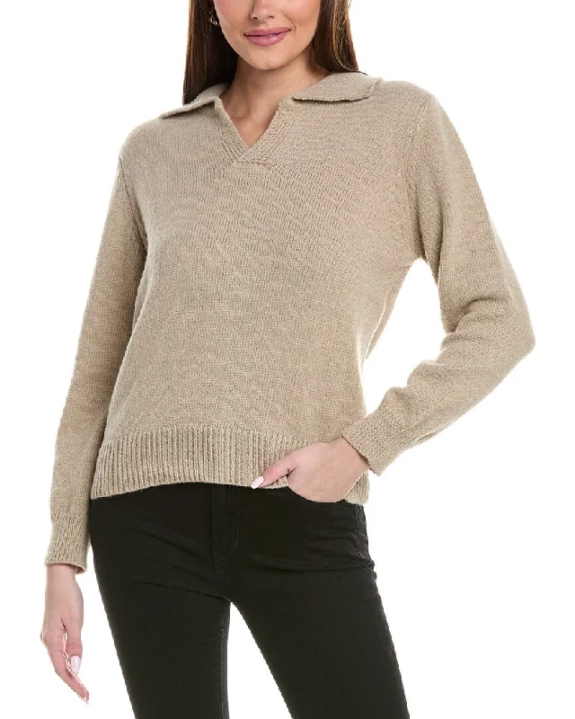 Women's Tulle Pleated Pullovers-REVERIEE Collared Sweater