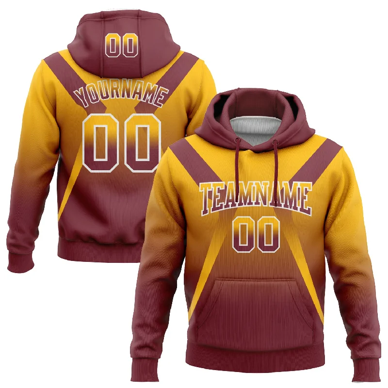 Women's Stylish Hoodies-Custom Stitched Gold Burgundy-White Fade Fashion Arrow Sports Pullover Sweatshirt Hoodie