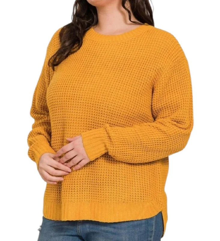 Women's Thermal Pullovers-Times Curvy Sweater - Plus In Golden Mustard