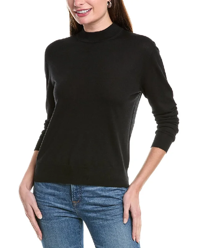 Women's Back-Open Pullovers-Vince Wool Mock Pullover