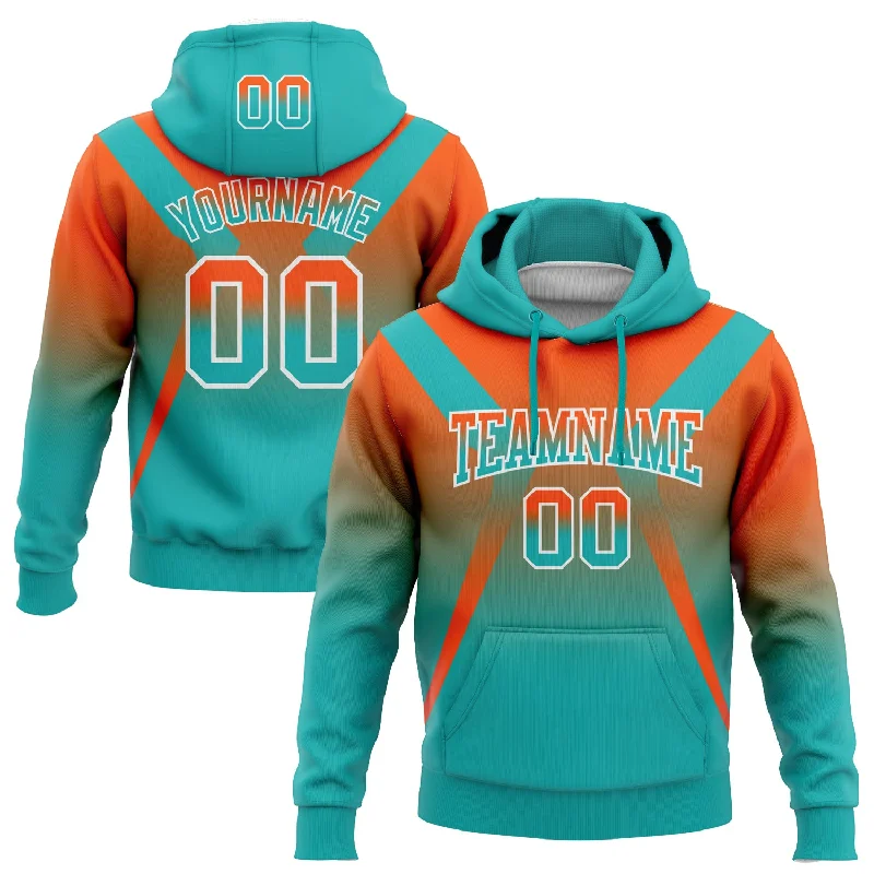 Women's Tailored Fit Hoodies-Custom Stitched Orange Aqua-White Fade Fashion Arrow Sports Pullover Sweatshirt Hoodie