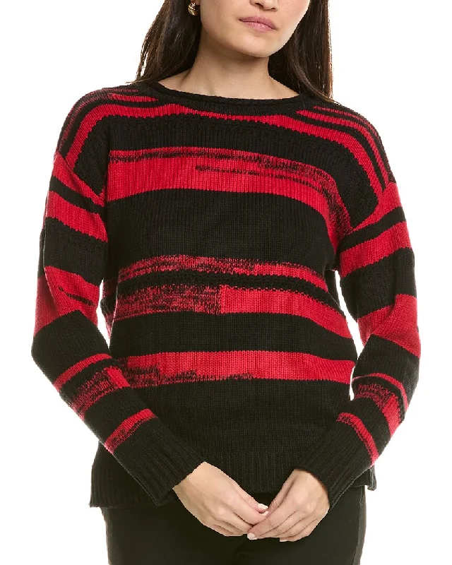 Women's Low-Waisted A-Line Pullovers-Jones New York Stripe Sweater