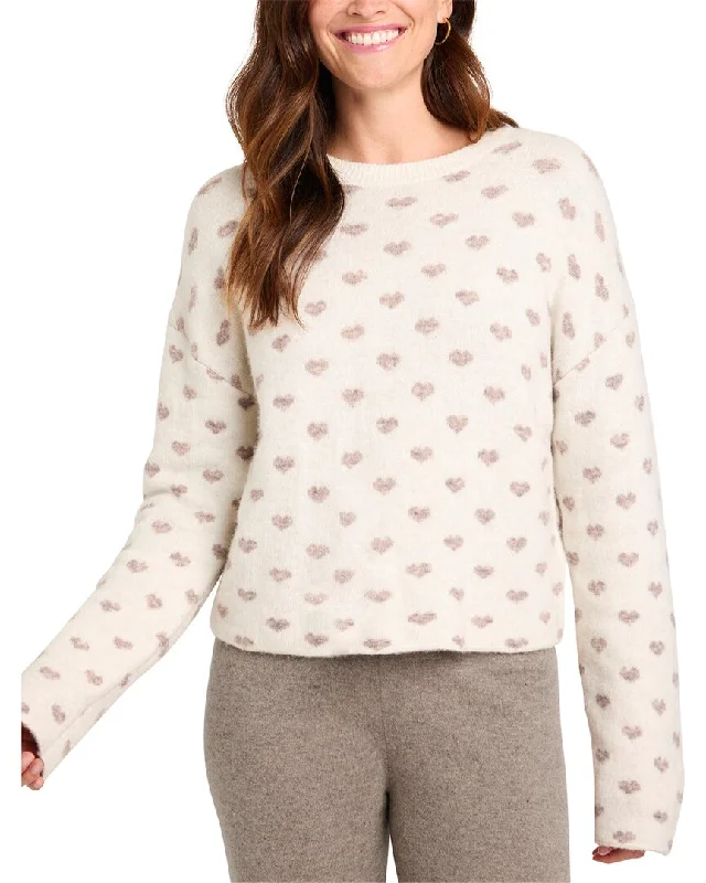 Women's Satin Denim Pullovers-Splendid Lolly Hearts Wool-Blend Sweater