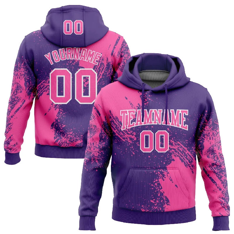 Women's Pajama Hoodies-Custom Stitched Purple Pink-White 3D Pattern Design Abstract Brush Stroke Sports Pullover Sweatshirt Hoodie